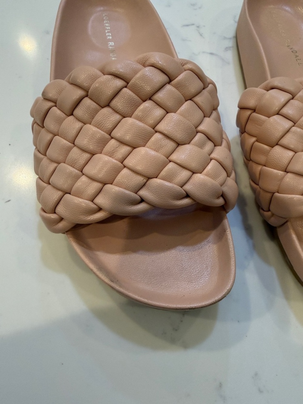 Leather Braided Slide Sandals - Blush. Loeffler Randall - Picture 3 of 7